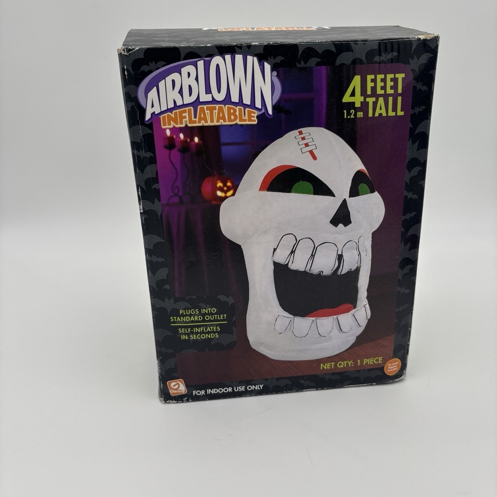 2006 Gemmy 4ft Skeleton Skull Airblown Inflatable Blowup Spooky Halloween‎ Decor